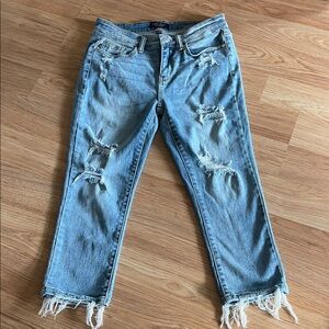 Judy Blue Ripped Light Blue Capri Jeans